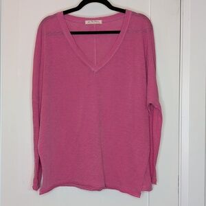 Free People Long Sleeve Pink Top With Cutout Sides
